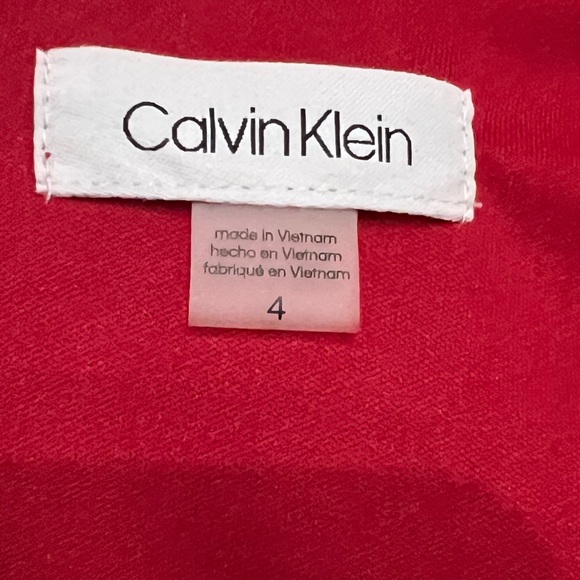 CALVIN KLEIN RED EMBROIDERED LACE DETAIL SHEATH DRESS - Picture 5 of 11